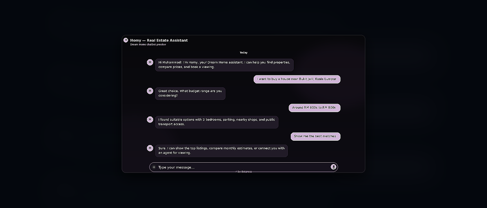Homy Real Estate Chatbot